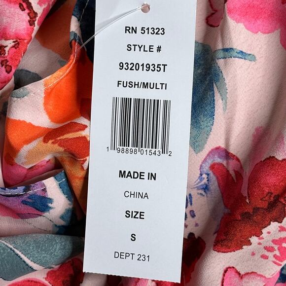 NWT MSK Flutter Sleeve V-Neck Multi Floral Print Chiffon Dress Womens Size Small - Picture 12 of 16